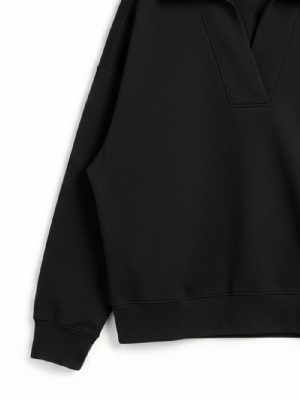 Umgee Johnny Collar Dropped Shoulder Sweatshirt Black Size Large - Picture 8 of 11